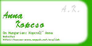 anna kopcso business card